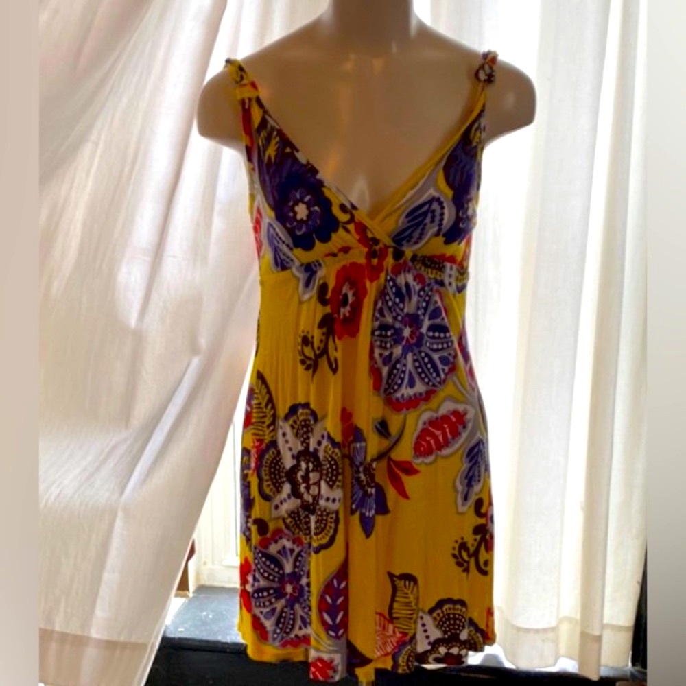 Yellow and Purple Backless Sundress with Spaghetti Straps